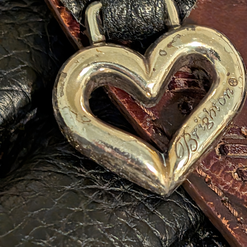 Brighton Chic Leather Shoulder Bag With Heart Charm And Braided Steap Excellent! - Picture 14 of 14